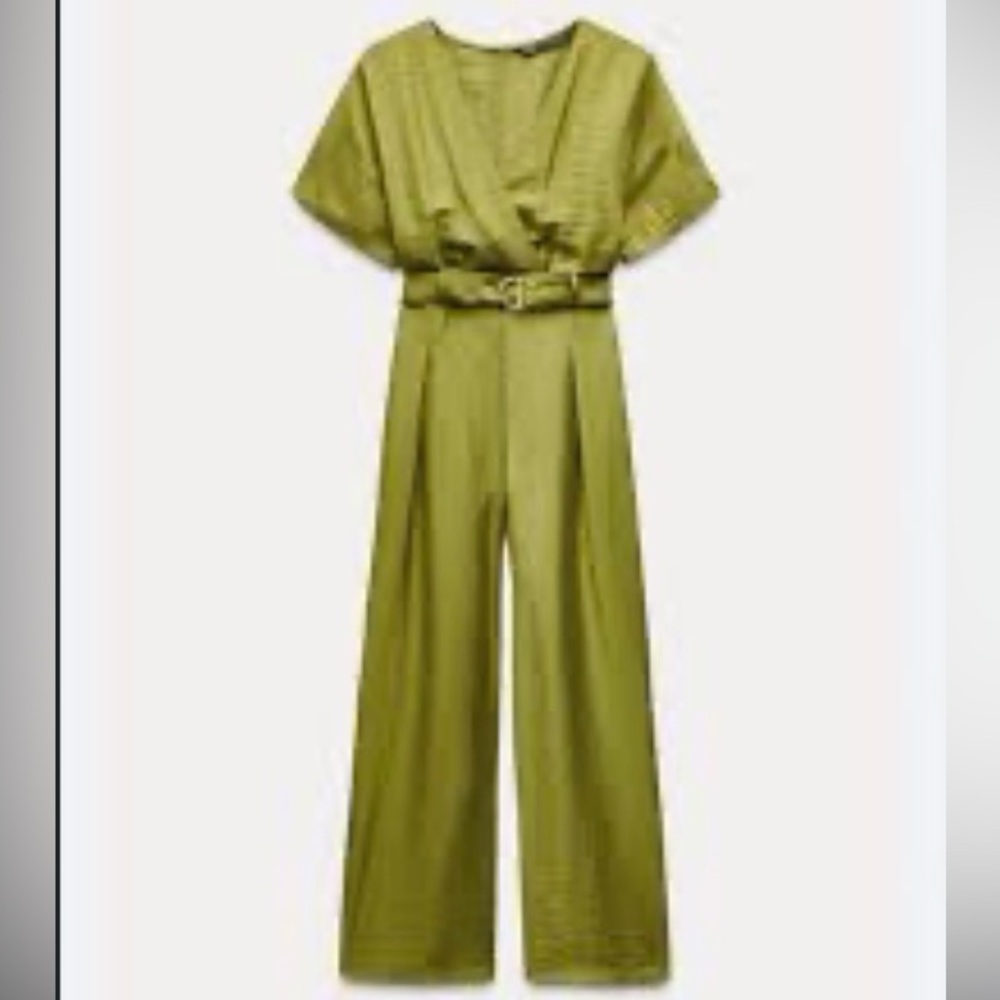 Zara Olive Wide-Leg Jumpsuit